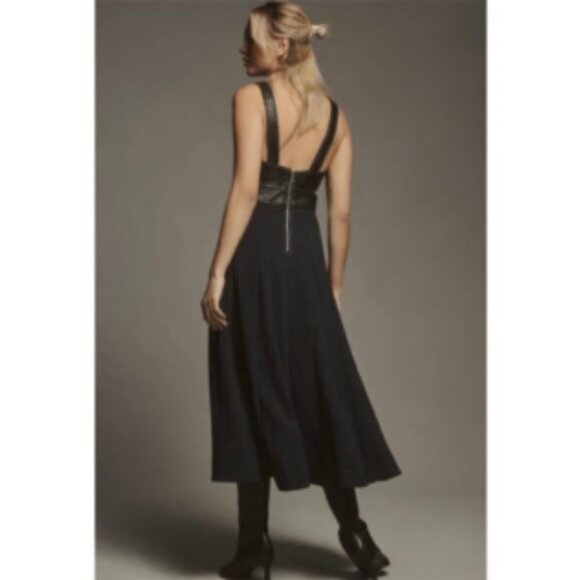 Brand New by Anthropologie Faux Leather Panel Midi Dress - Picture 2 of 9